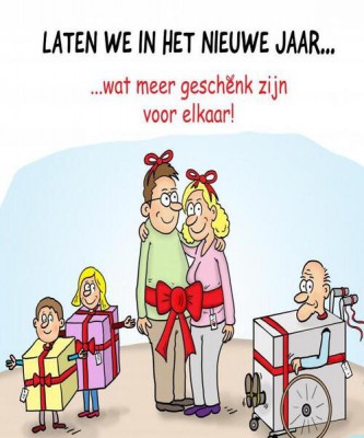 HierEnNu Feest Nieuwjaar Laten we geschenk zijn Be present - cartoon.jpg