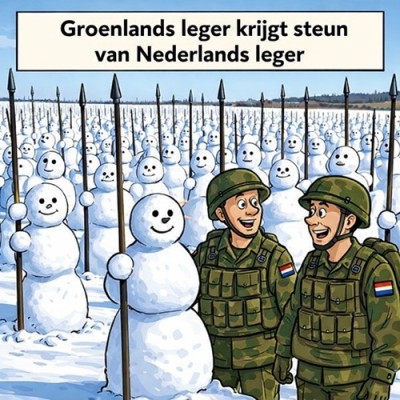 Politiek Groenlands leger krijgt steun van Nederlands leger Cartoon.jpg